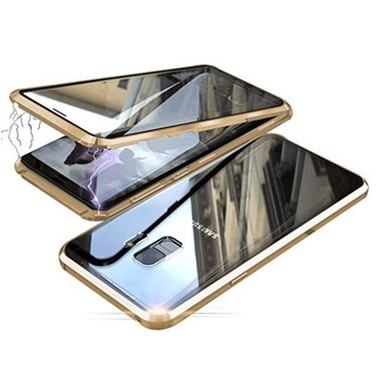 Husa 360 de grade Sticla FATA si SPATE Temperata Securizata, brand The Phone Closet, Full Protection Premium cu inchidere sau prindere Magnetica, pe magneti, Bumper din Aluminiu, pentru Samsung Galaxy S9 GOLD Husa 360 de grade Sticla FATA si SPATE Temperata Securizata, brand The Phone Closet, Full Protection Premium cu inchidere sau prindere Magnetica, pe magneti, Bumper din Aluminiu, pentru Samsung Galaxy S9 GOLD
