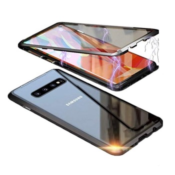 Husa Magnetica 360 de grade Sticla FATA SPATE Full Protection, The Phone Closet, Bumper din Aliaj Metalic, Samsung Galaxy S10 Plus S10+ S10 + Negru