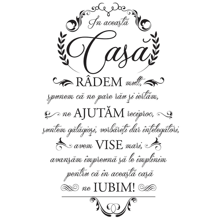 Sticker decorativ Acasa suntem noi insine Negru - 119 x 184 cm - BeeStick