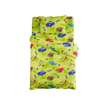 Lenjerie pat 3 piese Cars verde,160 x 200 cm Lenjerie pat 3 piese Cars verde,160 x 200 cm