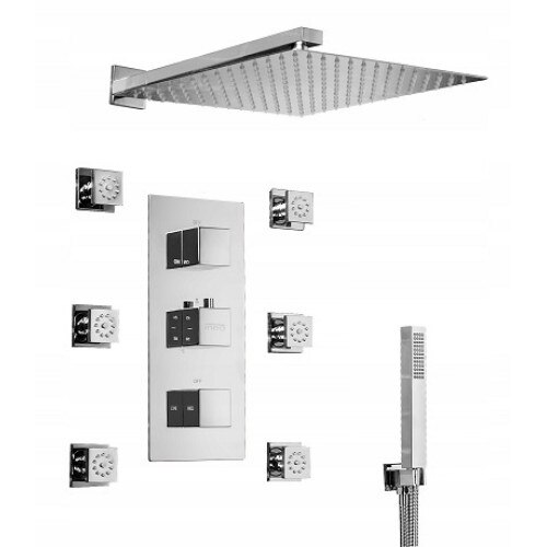 Set de dus EGO Z1, montaj incastrat, termostat, dus tip ploaie 30x30 cm