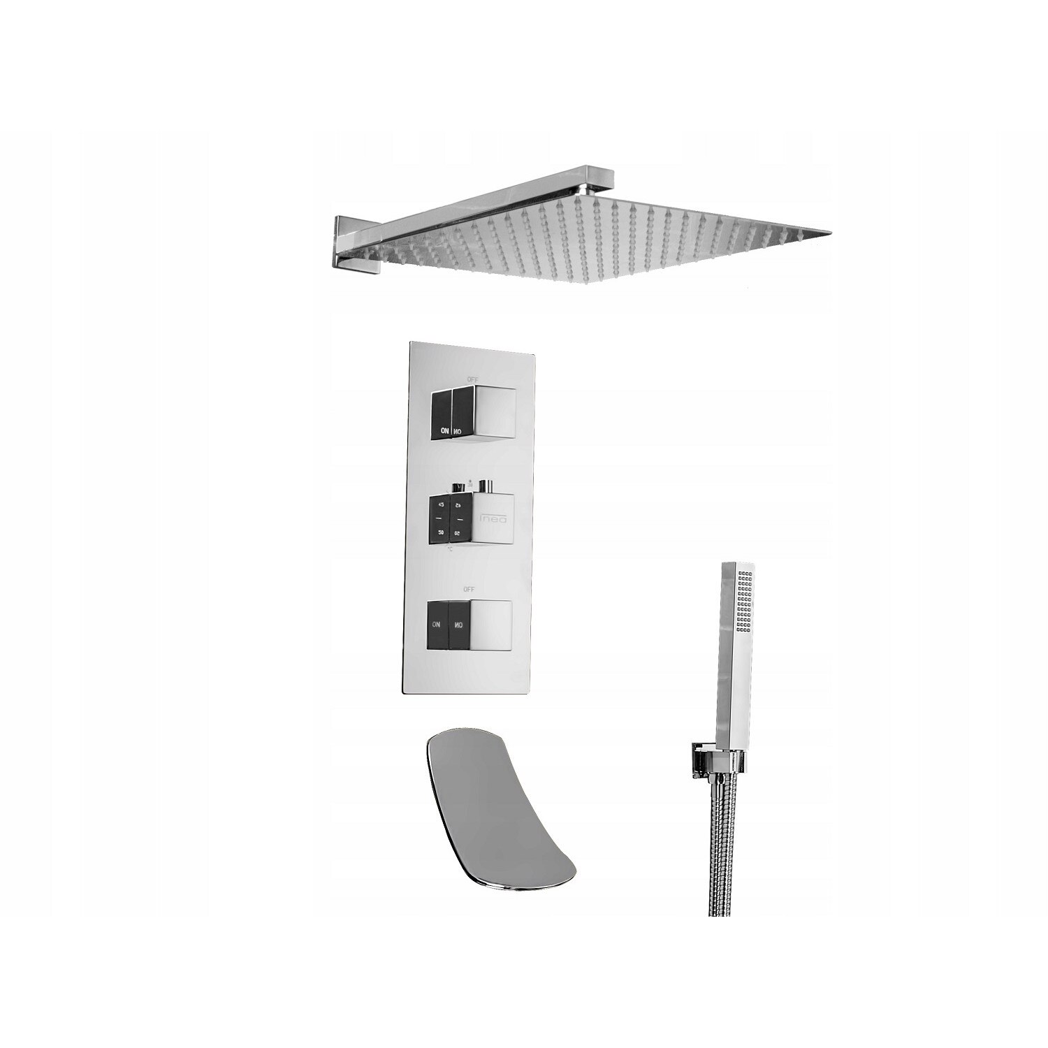 Set de dus si cada EGO Z1W, montaj incastrat, termostat, dus tip ploaie 30x30 cm