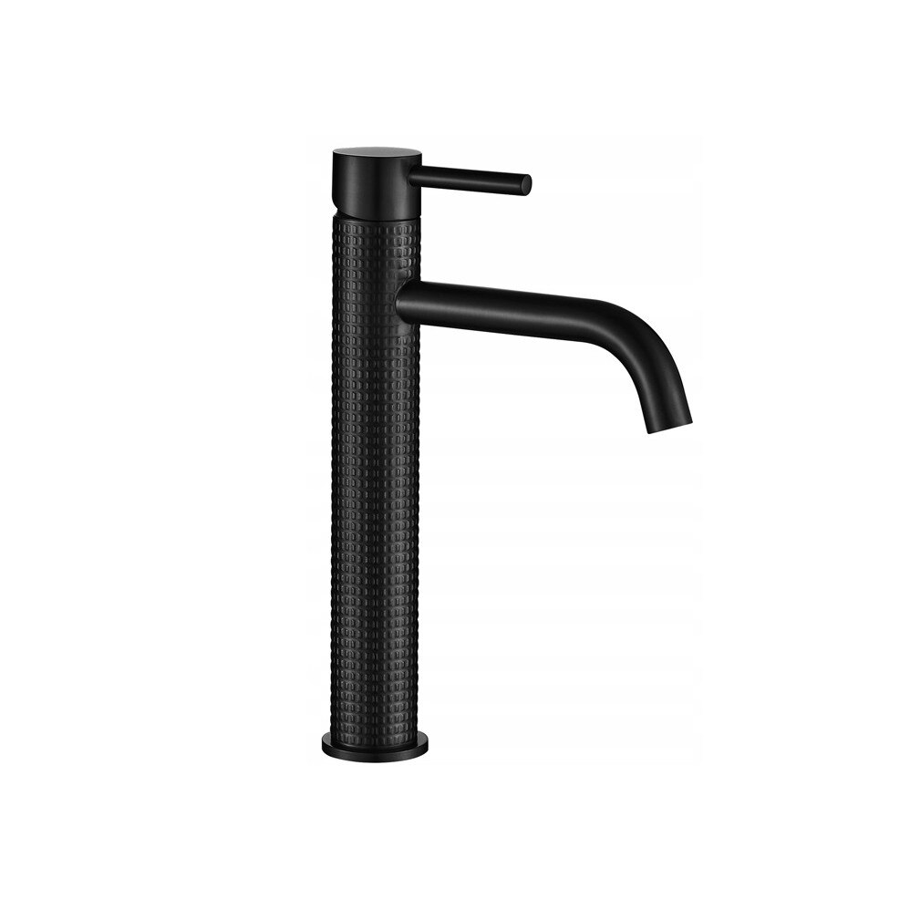 Baterie lavoar EGO Gusto One High, montaj pe blat, perlator, finisaj Negru Mat