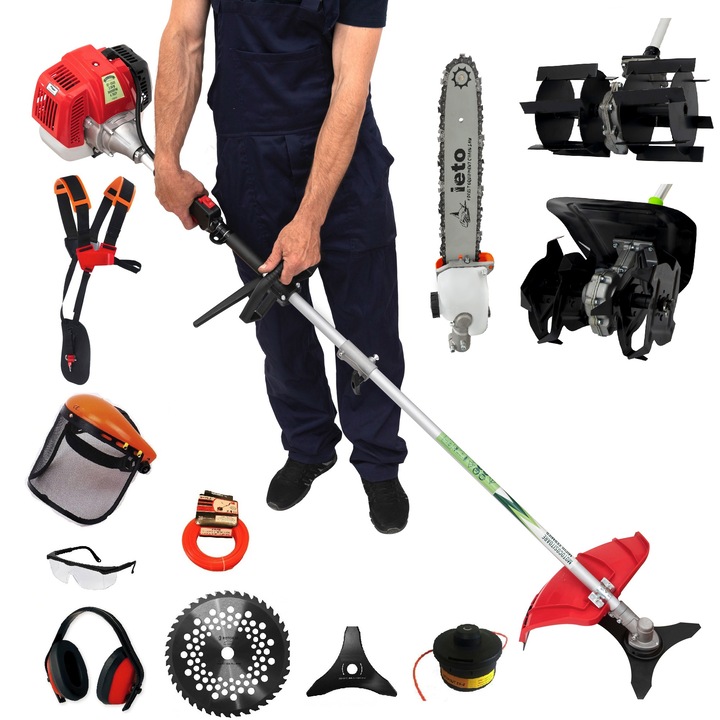Set Motocoasa pliabila Micul Fermier CGS-430K (G1549) 4.76CP +Cultivator +Prasitoare +Cap drujba (26mm)
