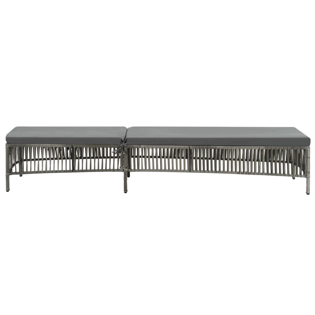 Sezlong cu perna, vidaXL, Gri, Ratan, 197 x 56 x 32 cm