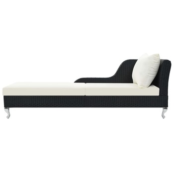 Sezlong de plaja cu perna, vidaXL, Negru, Ratan, 210 x 75 x 78 cm Sezlong de plaja cu perna, vidaXL, Negru, Ratan, 210 x 75 x 78 cm