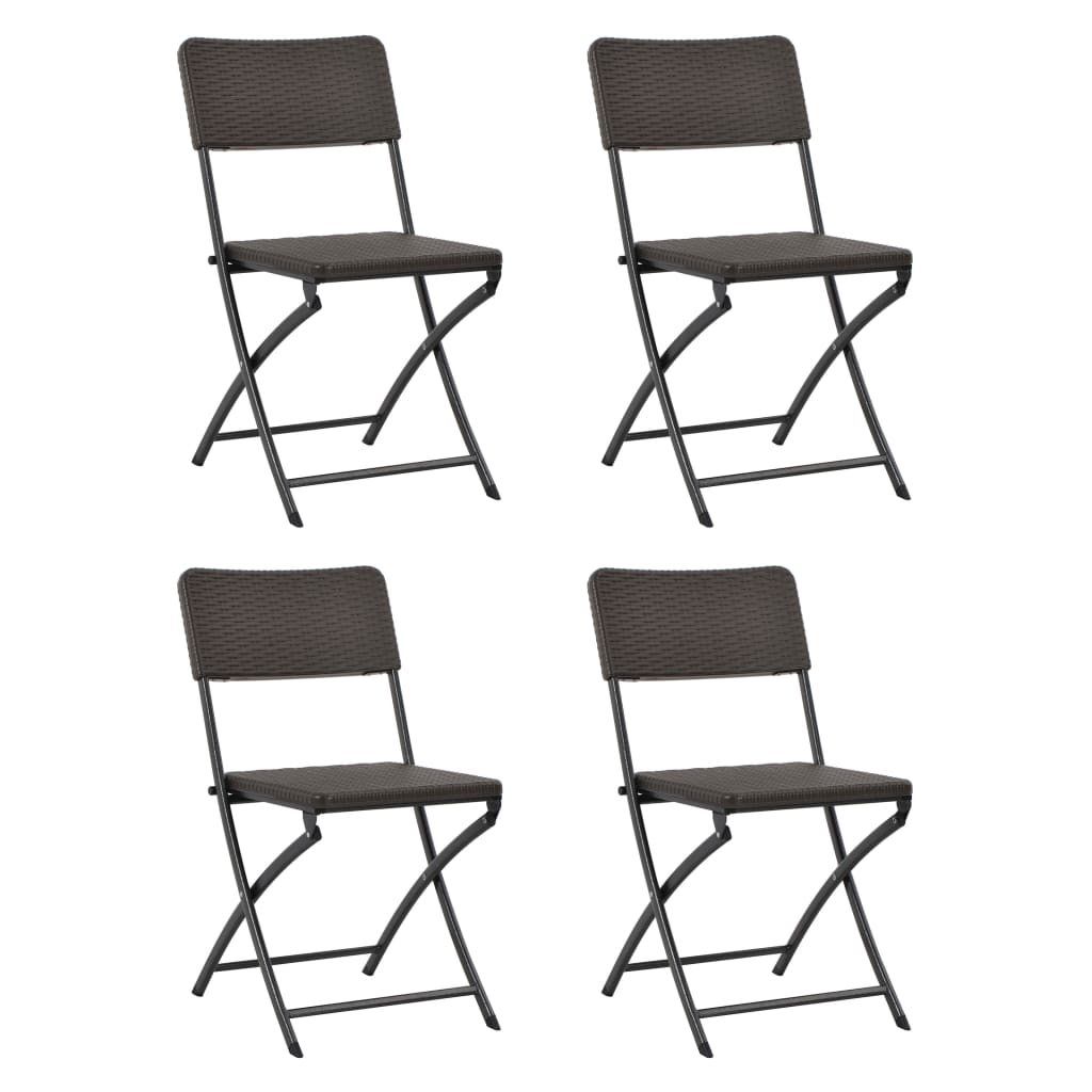 Set 4 scaune pliabile de gradina, vidaXL, Plastic, 45 x 54 x 81 cm, Maro