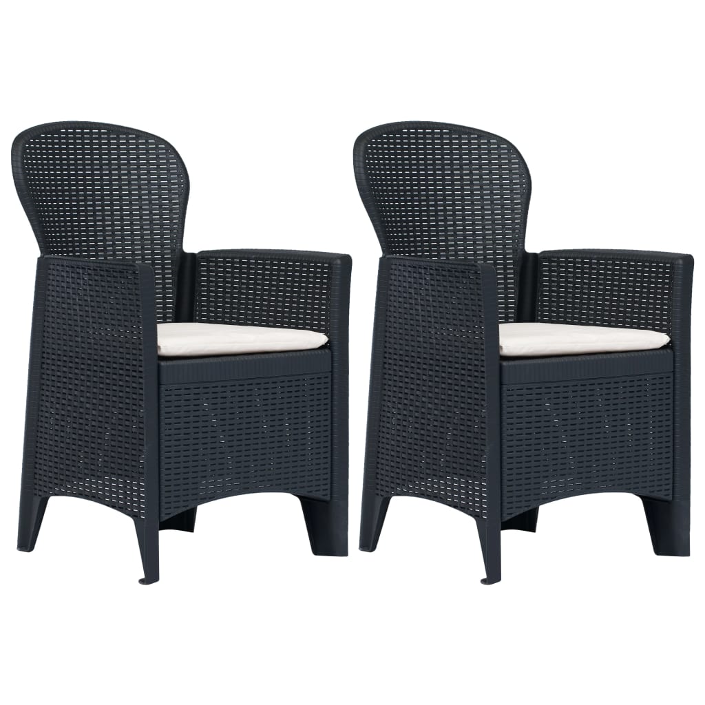 Set 2 scaune gradina/terasa/balcon, vidaXL, Gri inchis, 59 x 57 x 89 cm, Ratan