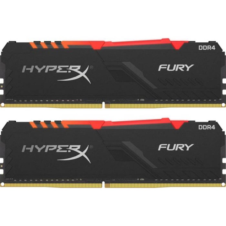 Memorie HyperX Fury RGB 16GB (2x8GB), DDR4, 3200MHz, CL16, 1.35V