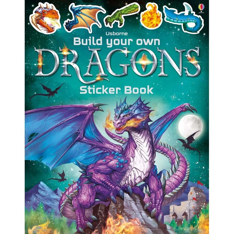 Carte cu stickere, Build your own dragons, Usborne, autor Simon Tudhope, (5+)