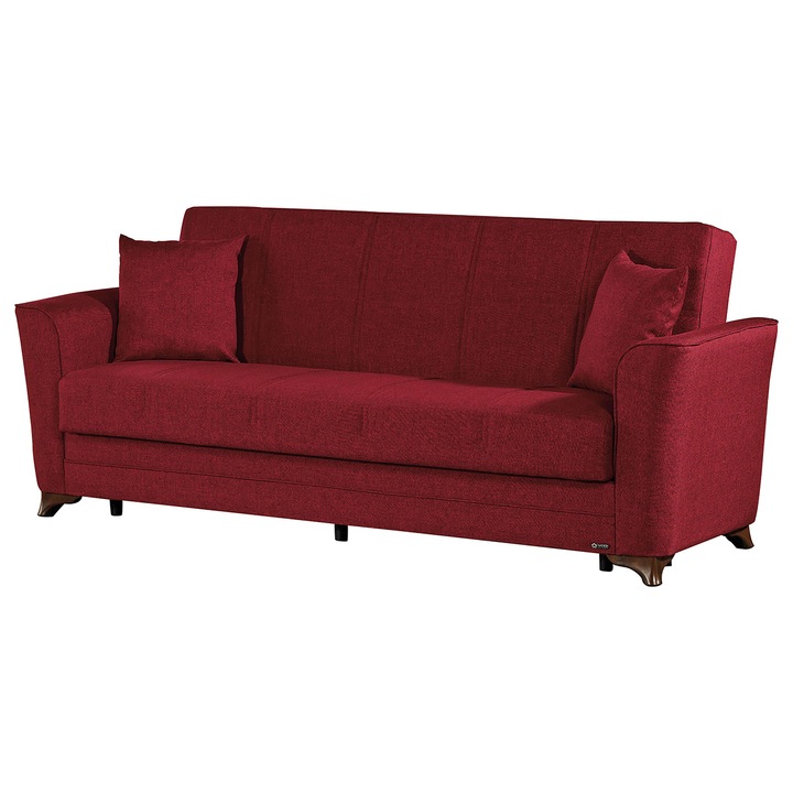 Canapea Extensibila Dream cu 3 Locuri, Lada Depozitare, 110x190 cm, Material Textil, Culoare Rosu