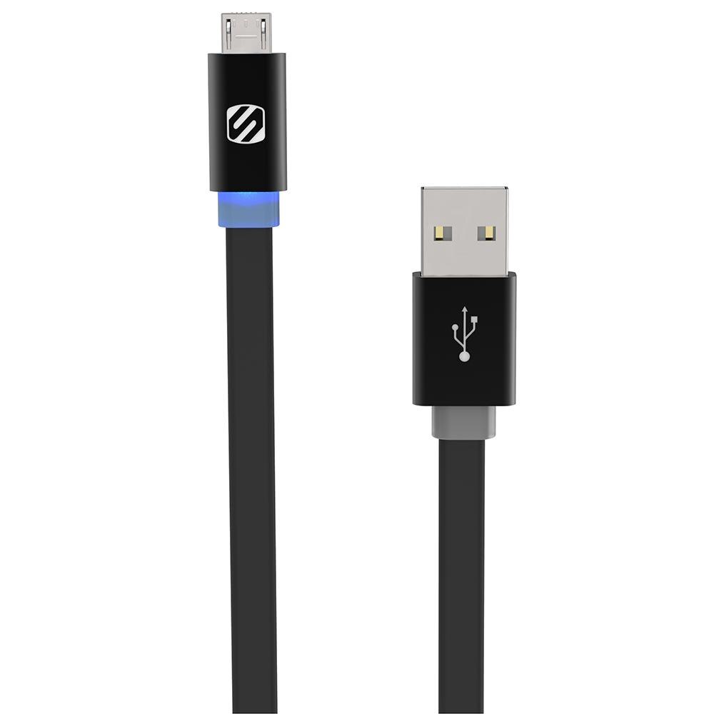 Cablu micro USB de date si pentru incarcare flatOUT LED, Negru