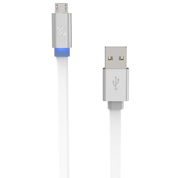 Cablu micro USB de date si incarcare flatOUT LED, Alb Cablu micro USB de date si incarcare flatOUT LED, Alb
