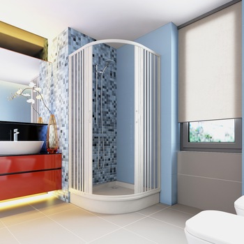 Cabina dus semirotunda, Giove 90AC, usi armonice, fara cadita, material PVC, 90x90cm Cabina dus semirotunda, Giove 90AC, usi armonice, fara cadita, material PVC, 90x90cm