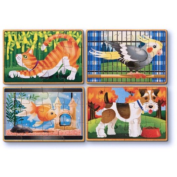 Set Melissa & Doug 4 Puzzle de Lemn in Cutie Animale de Companie Set Melissa & Doug 4 Puzzle de Lemn in Cutie Animale de Companie
