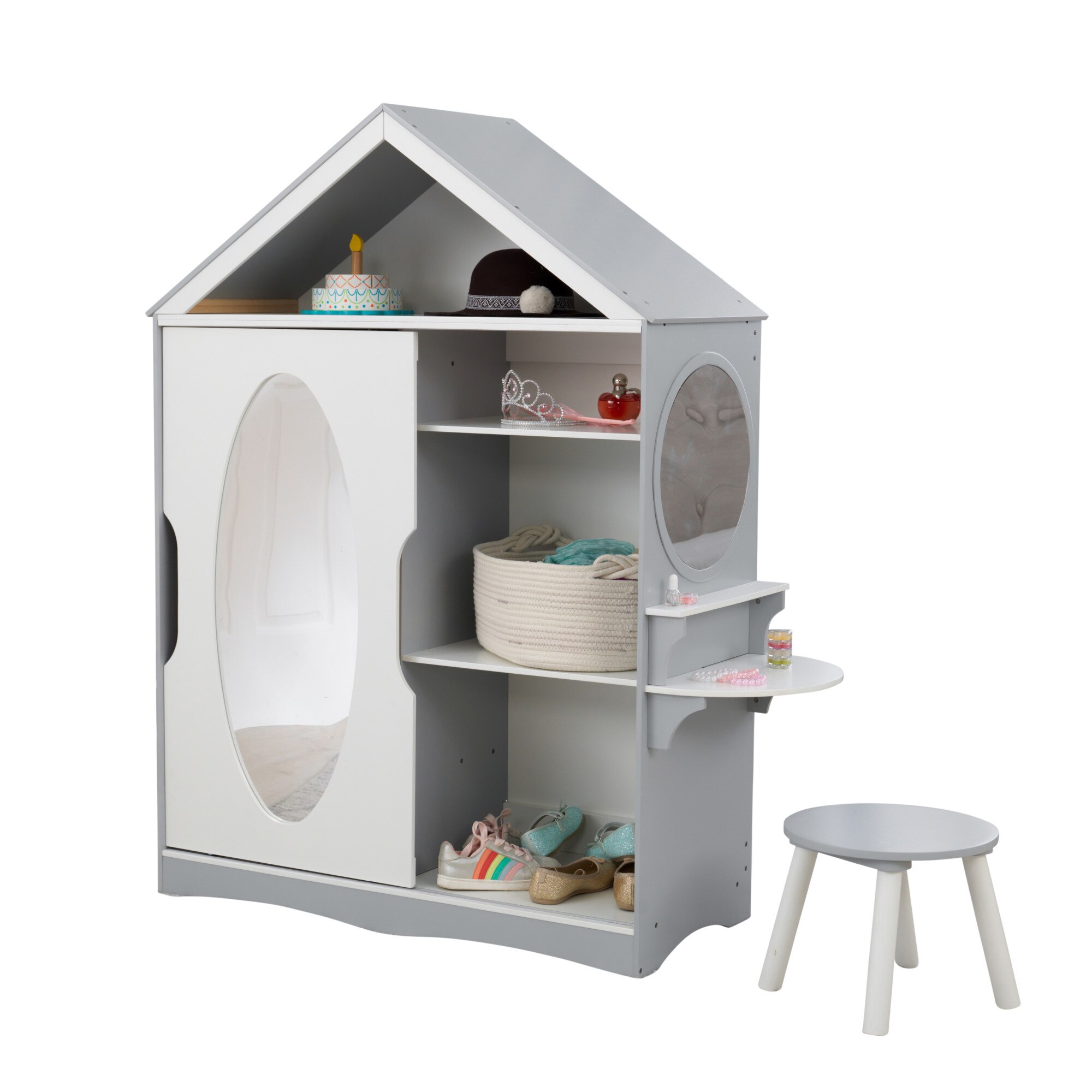 Dulapior cu masa de toaleta pentru fetite Dress Up Armoire and Vanity - KidKraft