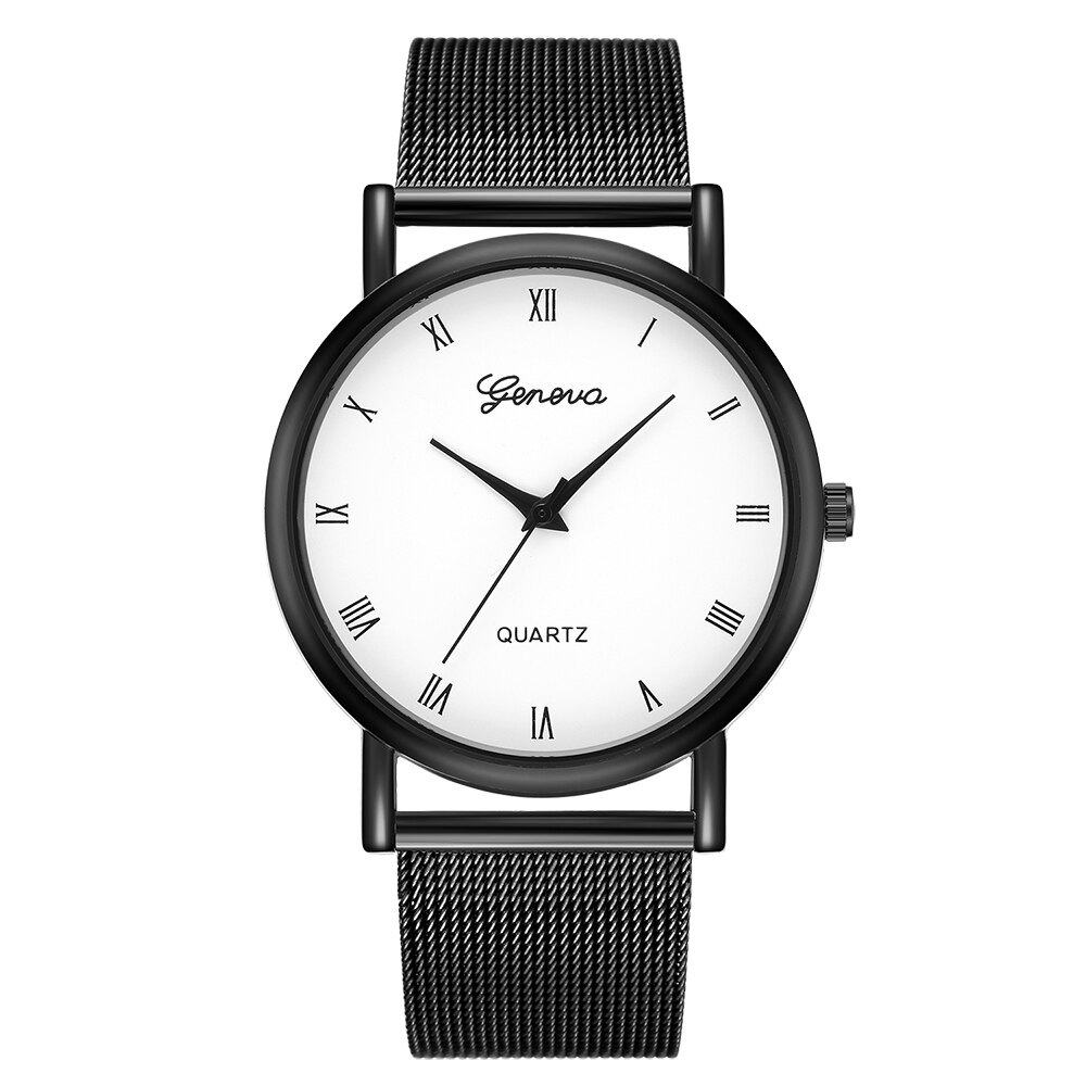 Ceas UNISEX casual, elegant Quartz Geneva Premium Model G44, curea metal, alb