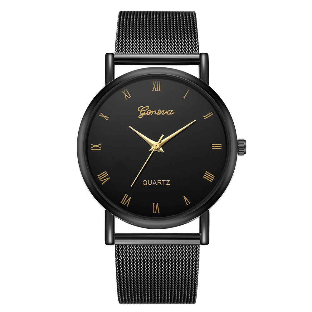 Ceas UNISEX casual, elegant Quartz Geneva Premium Model G44, curea metal, negru