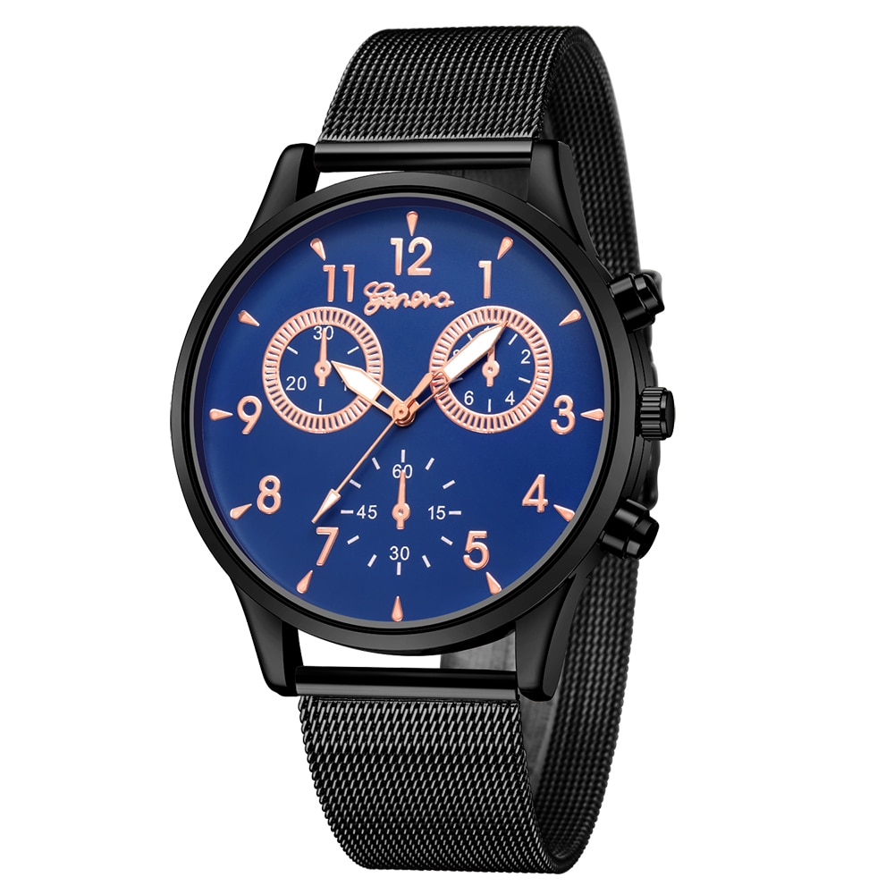 Ceas UNISEX casual, elegant Quartz Geneva Premium Model G49, curea metal, albastru
