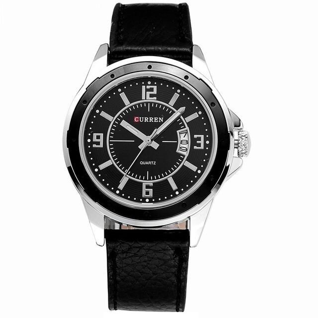 Ceas barbatesc PREMIUM casual, elegant Quartz Curren C85 negru, curea piele, afisaj analog