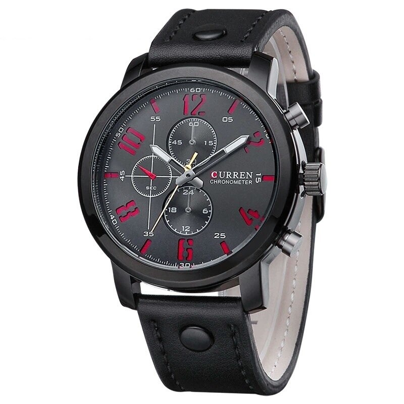 Ceas barbatesc PREMIUM casual, elegant Quartz Curren C80 negru, curea piele, afisaj analog