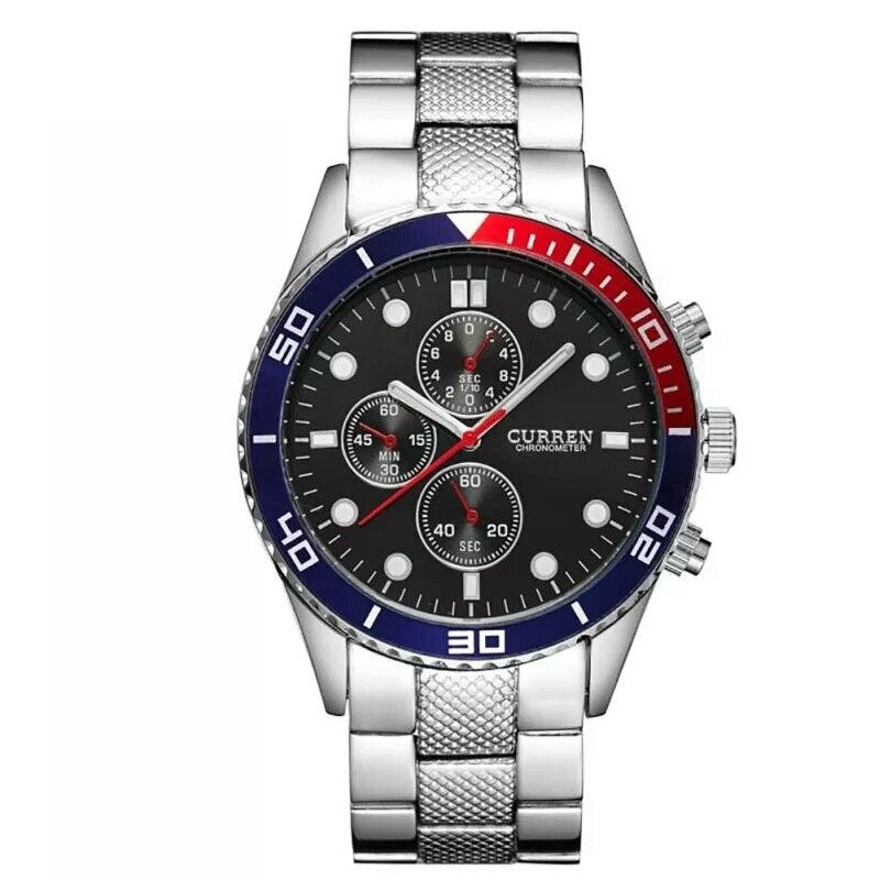 Ceas barbatesc casual, elegant Quartz Curren C79 argintiu, curea metal (zale), afisaj analog
