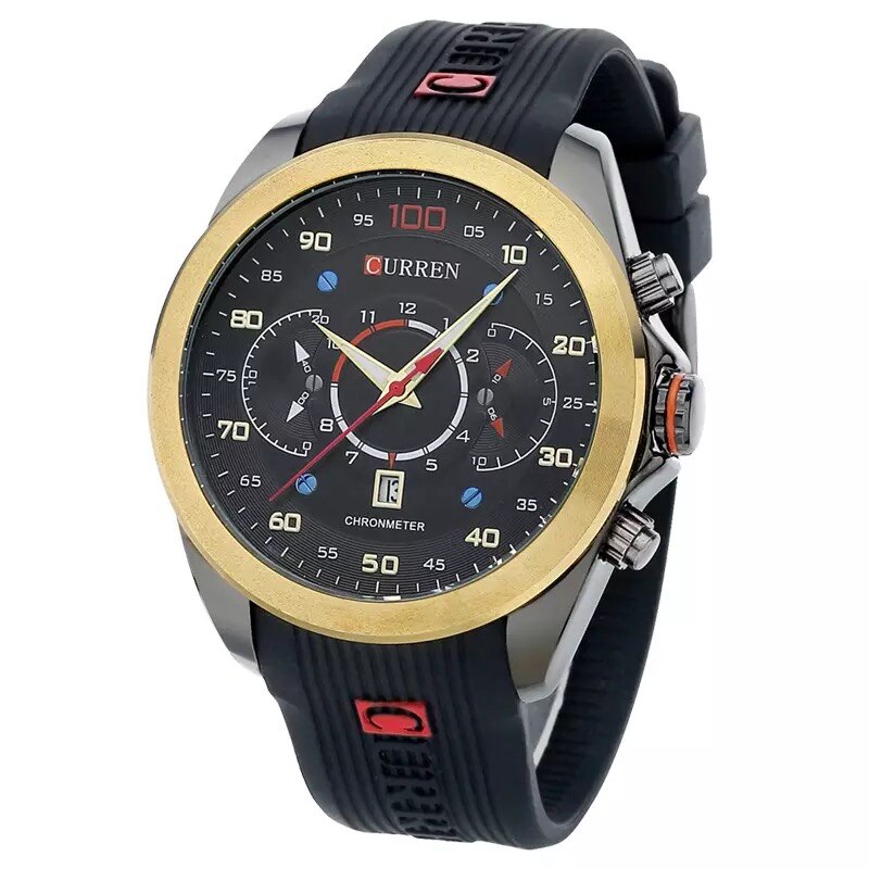 Ceas barbatesc PREMIUM casual, elegant Quartz Curren C69 auriu curea silicon, afisaj analog