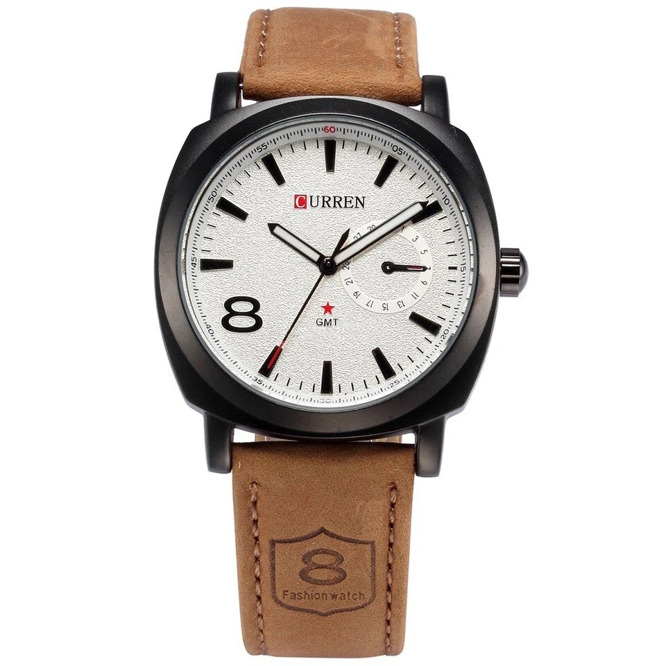 Ceas barbatesc PREMIUM casual, elegant Quartz Curren C68 alb, curea piele, afisaj analog