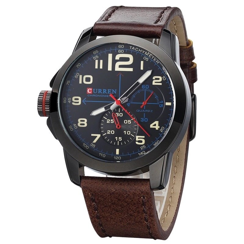 Ceas barbatesc PREMIUM casual, elegant Quartz Curren C64 albastru, curea piele, afisaj analog