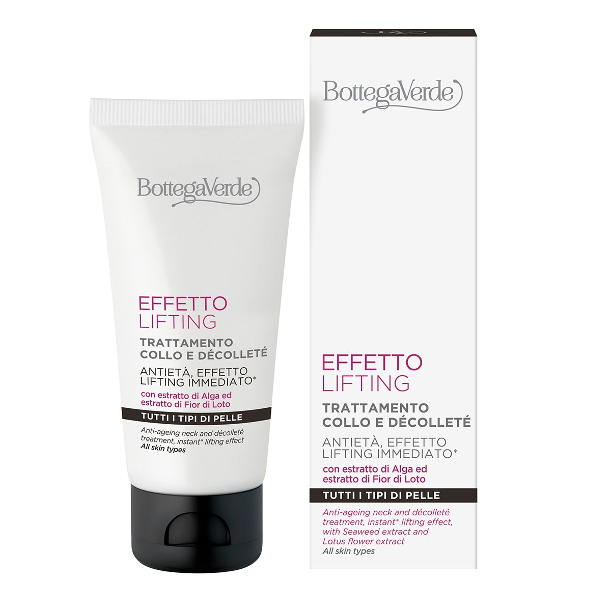 Tratament lifting pentru gat si decolteu cu derivati din soia, extract din alge si flori de lotus - Effetto Lifting, 50 ML, Bottega Verde