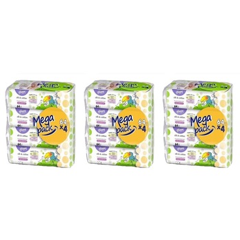 Set 12 x Servetele umede Happy Silk&Cotton Economy Pack , 768 buc / Set Set 12 x Servetele umede Happy Silk&Cotton Economy Pack , 768 buc / Set