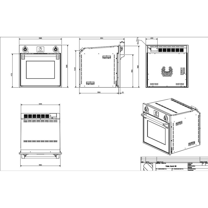 Cuptor electric incorporabil STEEL ASCOT, 60cm, 70lt, 9 functii de gatire, grill electric, convectie, rotisor, negru