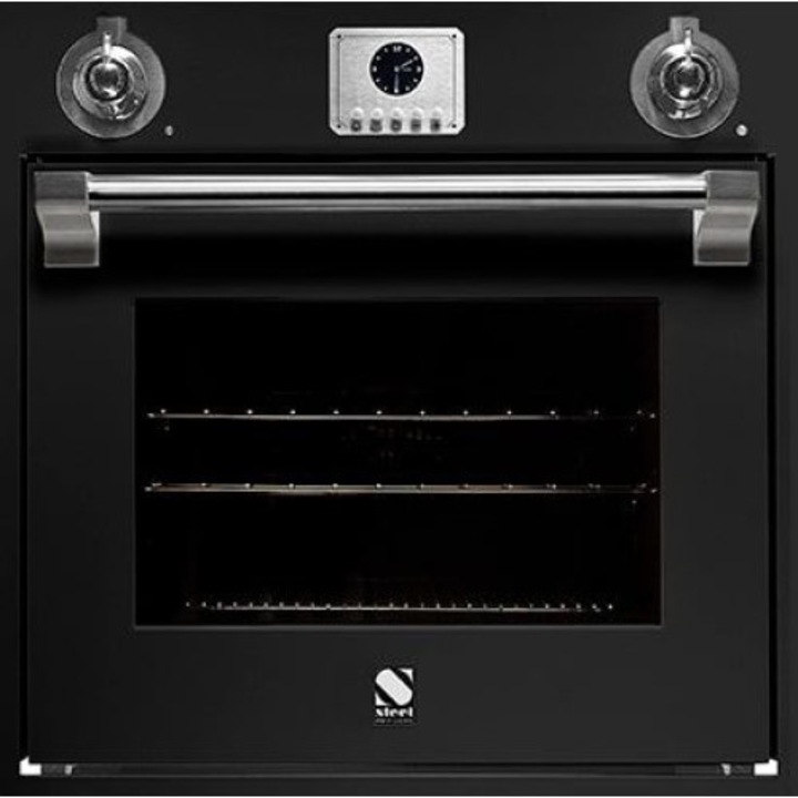 Cuptor electric incorporabil STEEL ASCOT, 60cm, 70lt, 9 functii de gatire, grill electric, convectie, rotisor, negru