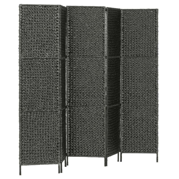 Paravan de camera cu 5 panouri vidaXL, Zambila de apa, 193 x 160 cm, Negru