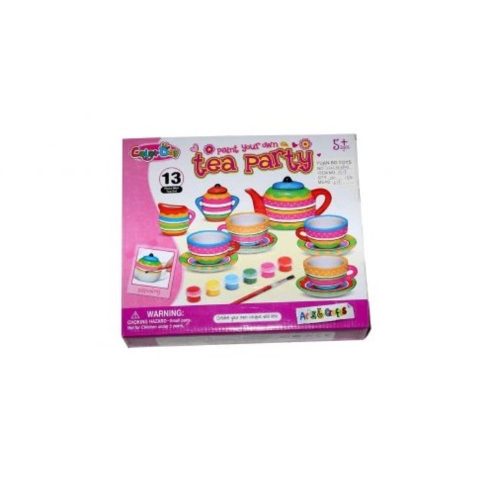 Joc educativ - Petrecere cu ceai - Cesti de ceai pentru pictat