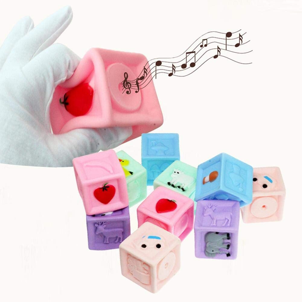 Set 10 Cuburi Siliconate Moi pentru bebelusi, culori pastel si texturi ...