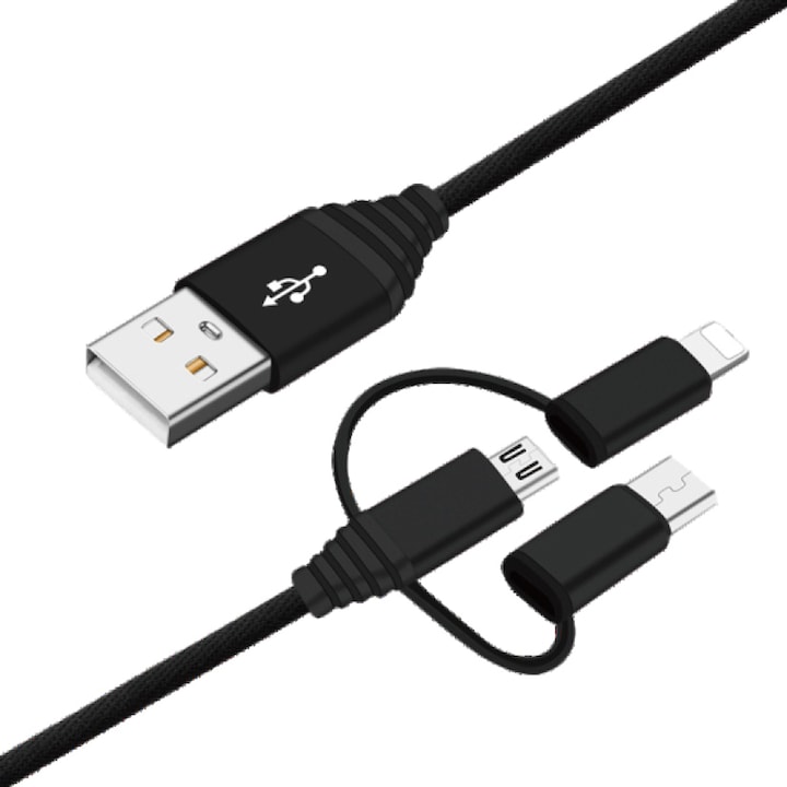 Заряден кабел 3 в 1, Autopractic, за Type-C, микро USB, осветление 8pin, 100cm