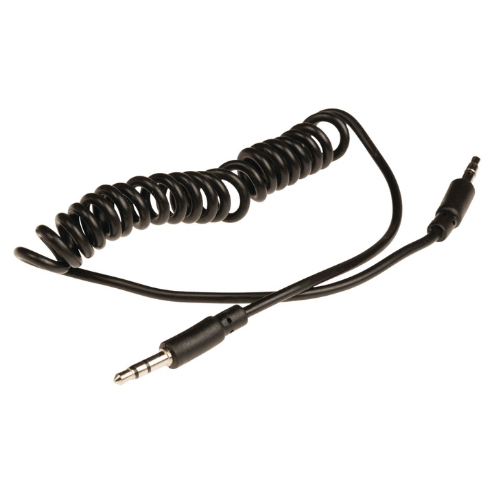Cablu audio spiralat 3.5 mm tata - 3.5 mm tata, 1m negru, Valueline