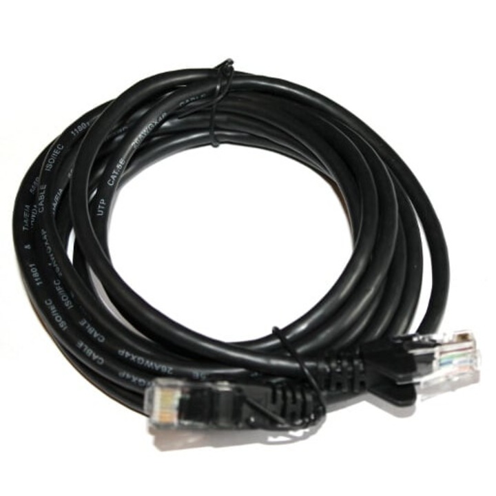 Cablu UTP cat5e mufat 3m patch cord negru, Goobay