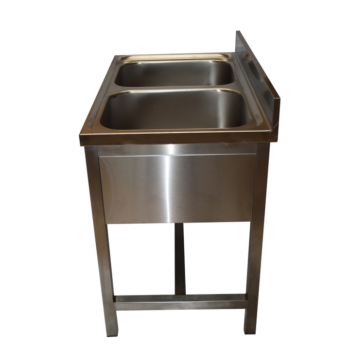 Spalator din inox cu cadru H si doua cuve fara picurator 1000x600x850mm cuva 400x500x250mm, NIKO AUTO COM