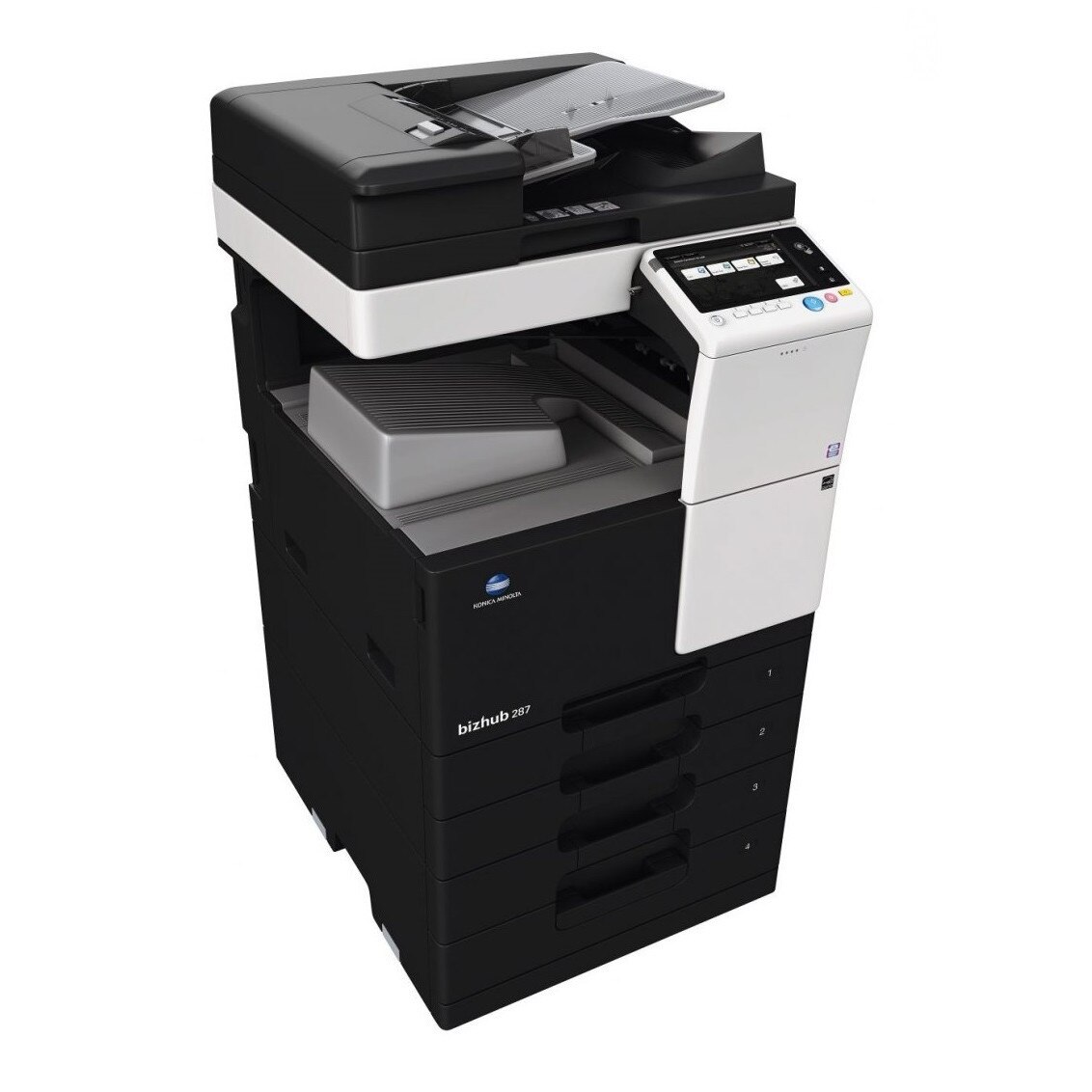Multifunctional laser A3 alb-negru Konica Minolta Bizhub 287 + Alimentator Documente RADF + Stand Mobil + Toner 23.000 pag + Instalare Gratuita