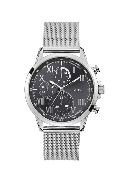 Guess, Kerek karóra hálós fémszíjjal, Ezüstszín