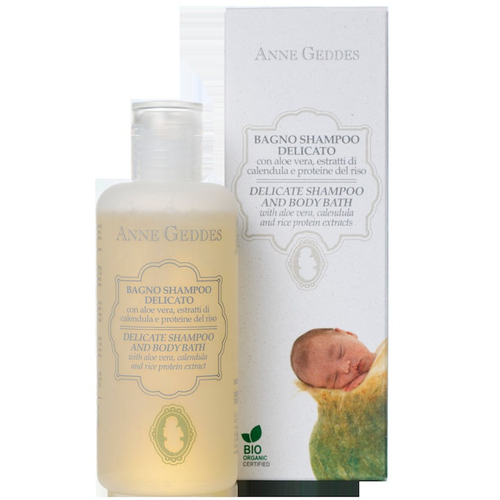 Sampon si Gel de Dus delicat, organic, Anne Geddes, 250ml, Delicate Shampoo and Body Bath