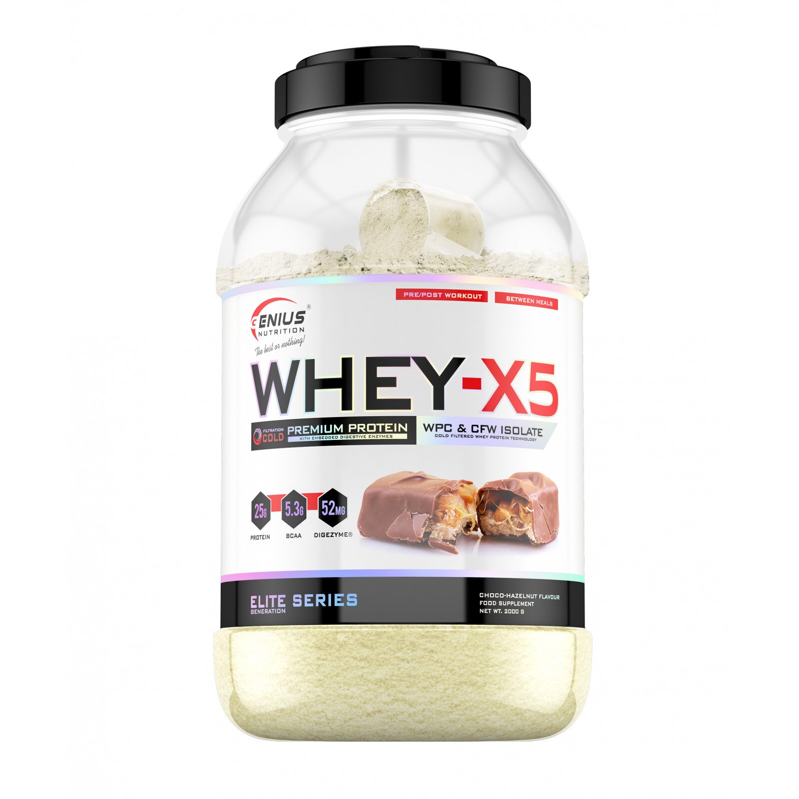 Proteina Genius Nutrition Whey X5 cu aroma de Caramel Chocolate Caramel-Chocolate