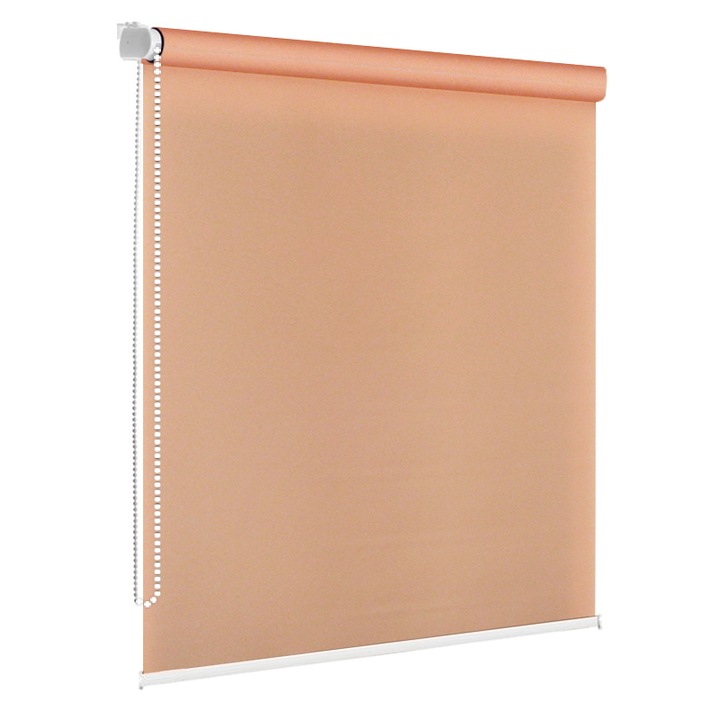 Jaluzea tip rulou textil, Plaine 523, dimensiune panza 41x120 cm, dimensiune finala 45x120 cm, accesorii maro.