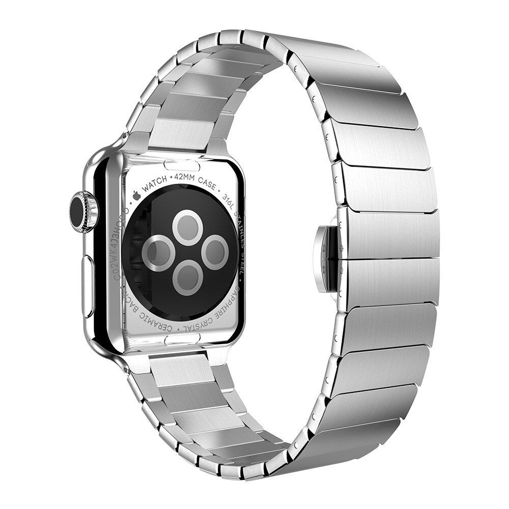 Apple Watch 42 mm es rozsdamentes acél, fehér bőr szíjjal Apple Watch 42 mm es rozsdamentes acél, fehér bőr szíjjal