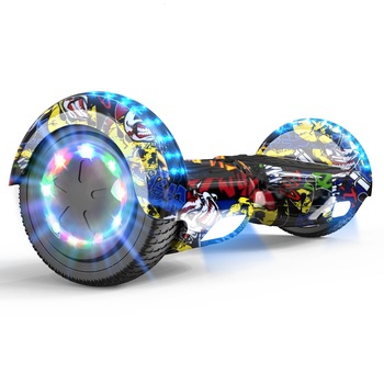 Hoverboard cu boxe Bluetooth incorporate RCB, LED pe roti, Viteza maxima 10-12 km, Autonomie 3-4 ore, IP54, Hip Hop Hoverboard cu boxe Bluetooth incorporate RCB, LED pe roti, Viteza maxima 10-12 km, Autonomie 3-4 ore, IP54, Hip Hop