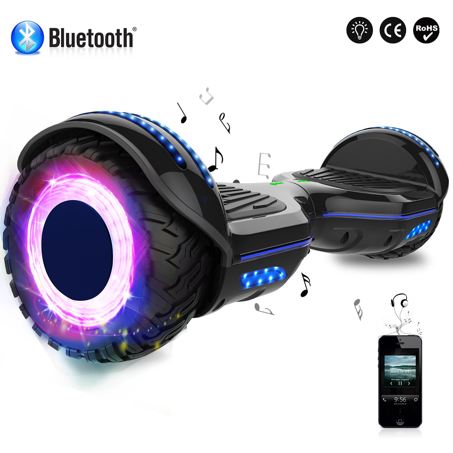 Hoverboard Right Choice E9 RCB Difuzor Bluetooth Roti cu lumina