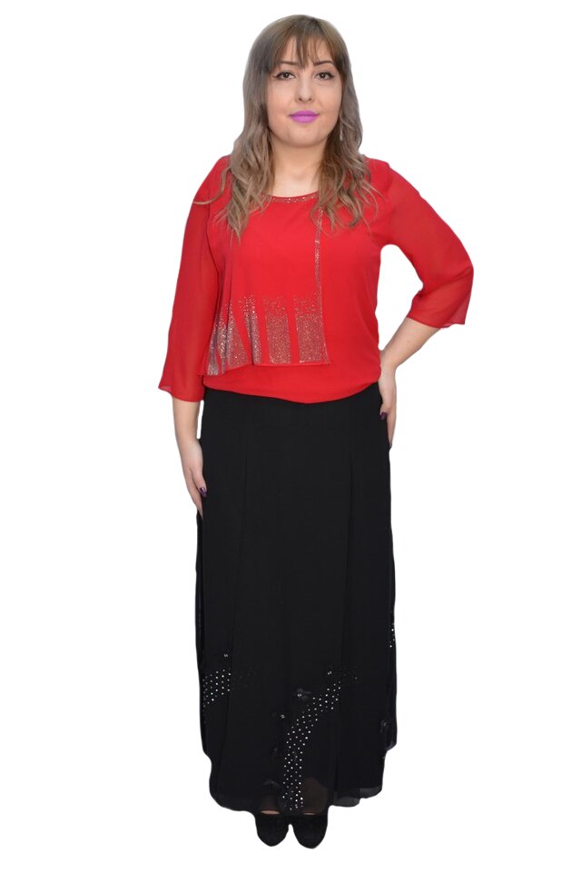 Pantaloni dama lejeri,croi evazat,model cu strasuri, D&J Exclussive, Negru