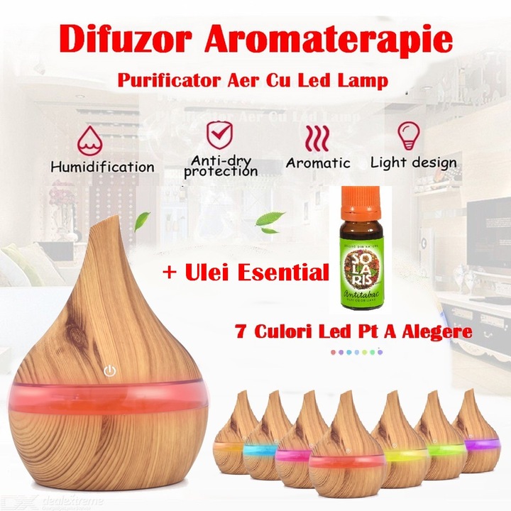 Umidificator Oil Difuzor Aromaterapie Si Wellness Cu Manual Limba Romana + Ulei Esential